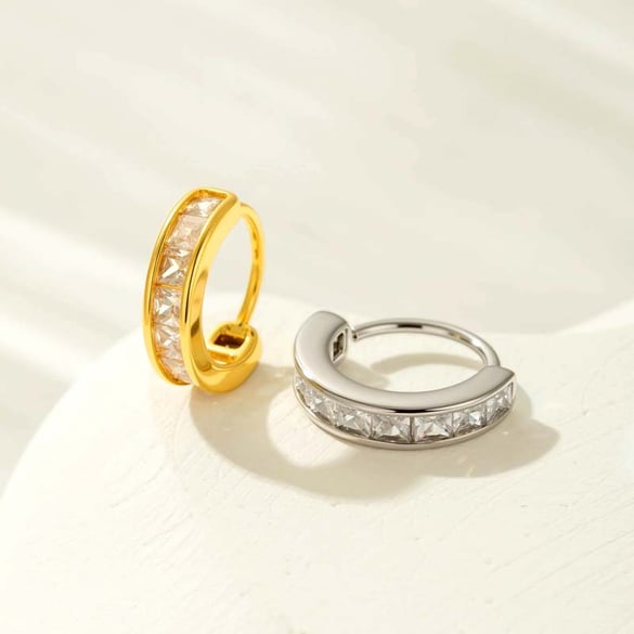 1 Piece Rectangular Copper Gold Color Zircon Women's Nose Stud 2