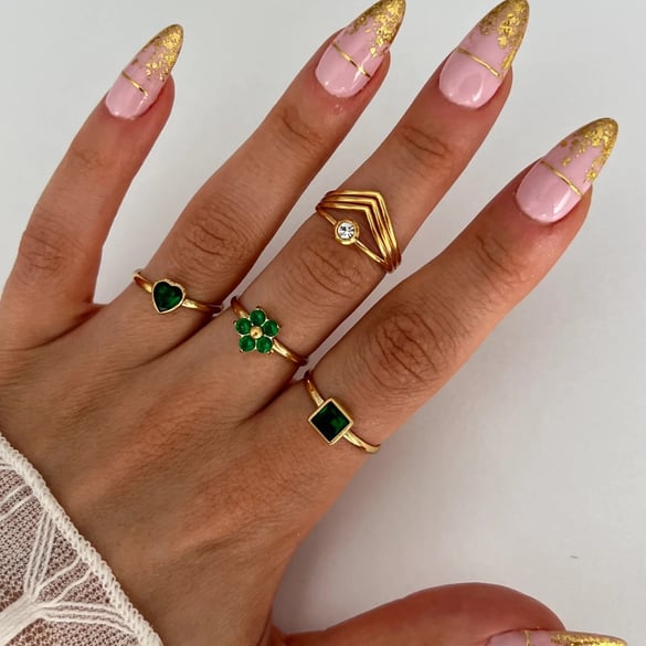1 Piece Simple Heart Stainless Steel Gold Color Ring