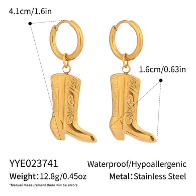 1 Paar Boots Edelstahl Goldfarbene Tropfenohrringe h5 