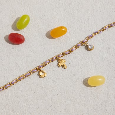 1 Stück Täglich Lila Kokospalme Edelstahl Gold Farbe Damen Charm Armbänder h5 Bild6