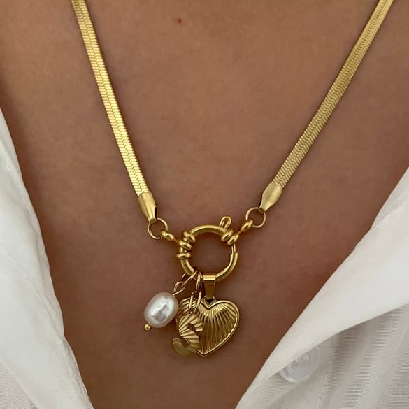 1 Piece 24 Letters Stainless Steel Gold Color Pendant Necklace