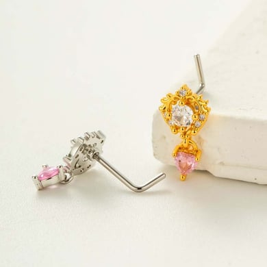 1 pièce de piercing de nez élégant en forme de cœur, couleur cuivre doré et zircone pour femme h5 Image3