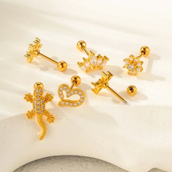 1 pezzo di orecchini con zirconi color rame e oro 2