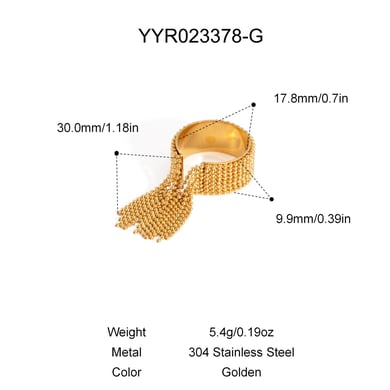 1 anello con nappa in acciaio inossidabile color oro h5 