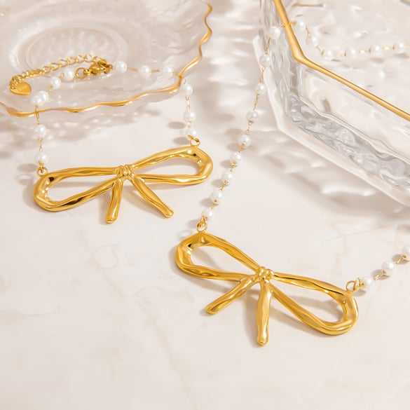 Simple Series Sweet Geometric Imitation Pearl  Women's Pendant Necklaces 2