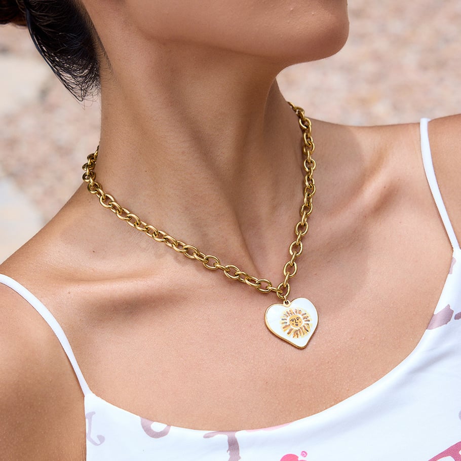 1 Piece Classic Series Paint Sun Stainless Steel Gold Color Women's Pendant Necklaces Picture3
