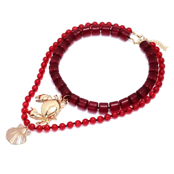 1 Set Crab Alloy Beaded Necklaces
