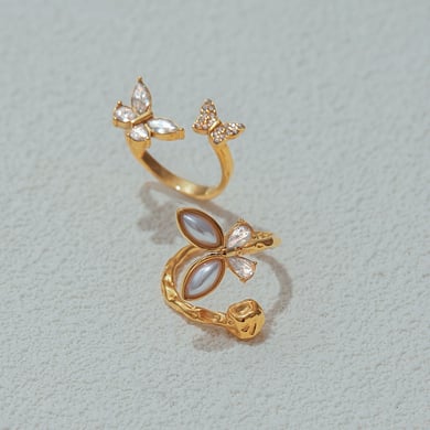 1 Piece Elegant Butterfly Stainless Steel Gold Color Statement Rings h5 Picture3