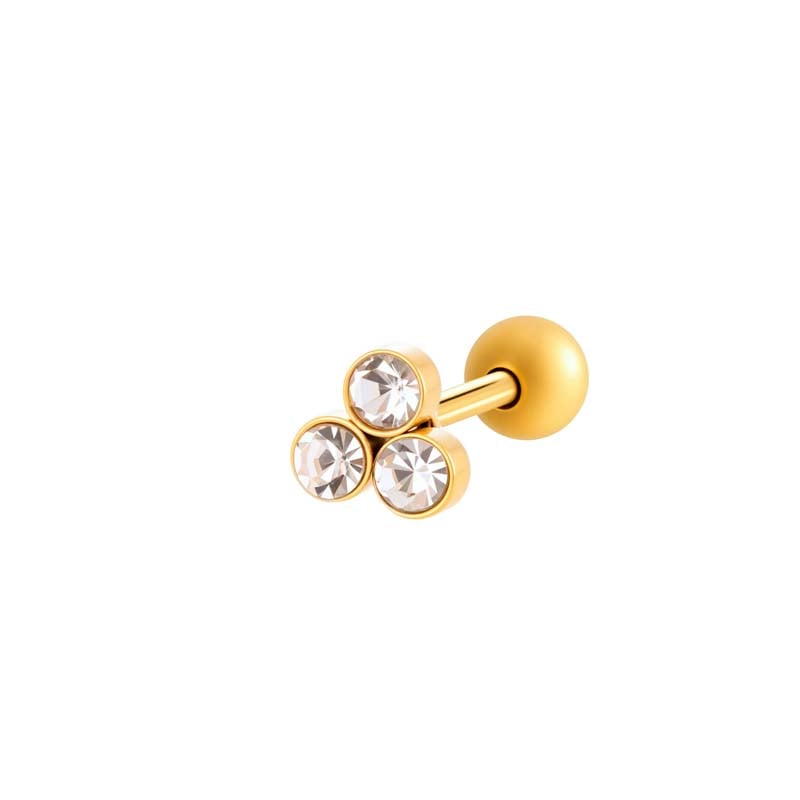 1 Piece Simple Annular Stainless Steel Gold Color Zircon Women's Piercings Earrings Picture6