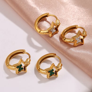 Orecchini a cerchio in acciaio inossidabile color oro h5 Immagine2