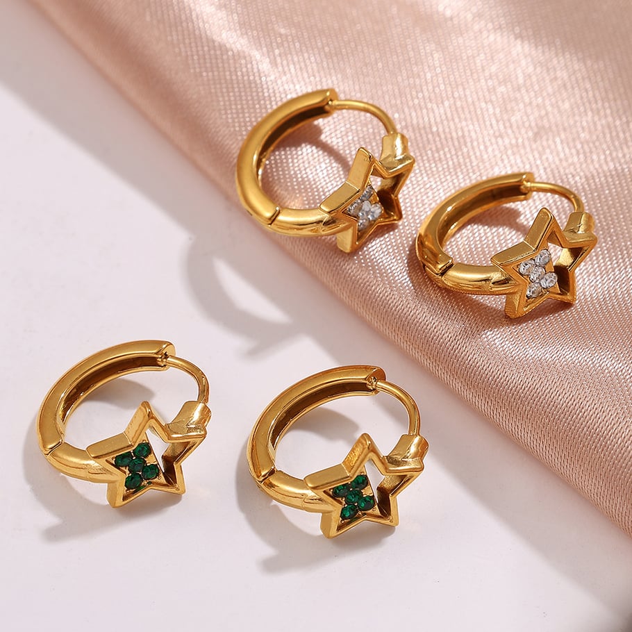 Orecchini a cerchio in acciaio inossidabile color oro Immagine2
