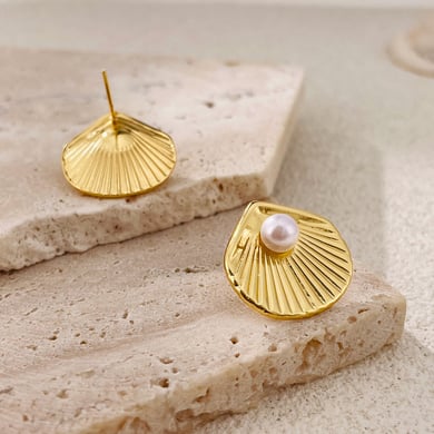 1 par de aretes de botón de acero inoxidable dorados con diseño de tortuga de la serie Simple Daily para mujer h5 Imagen3