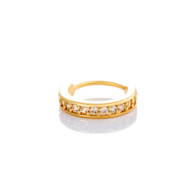 1 pièce de piercing de nez géométrique en cuivre doré et zircon pour femme 