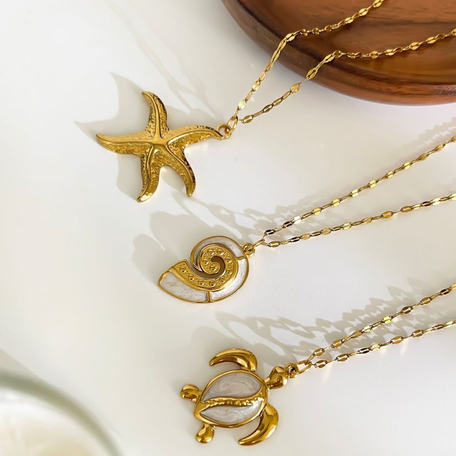 1 Piece Oceanic Stainless Steel Gold Color Pendant Necklace h5Picture4