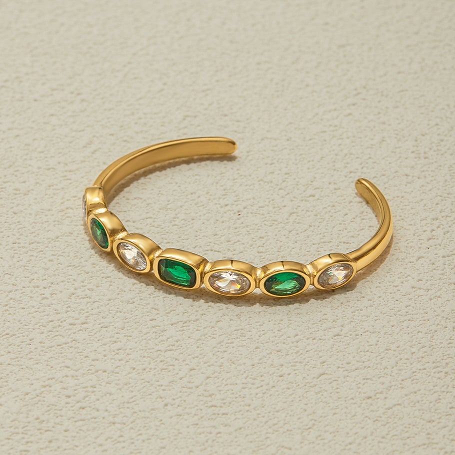 Bracelet classique géométrique en acier inoxydable couleur or pour femme, 1 pièce Image8