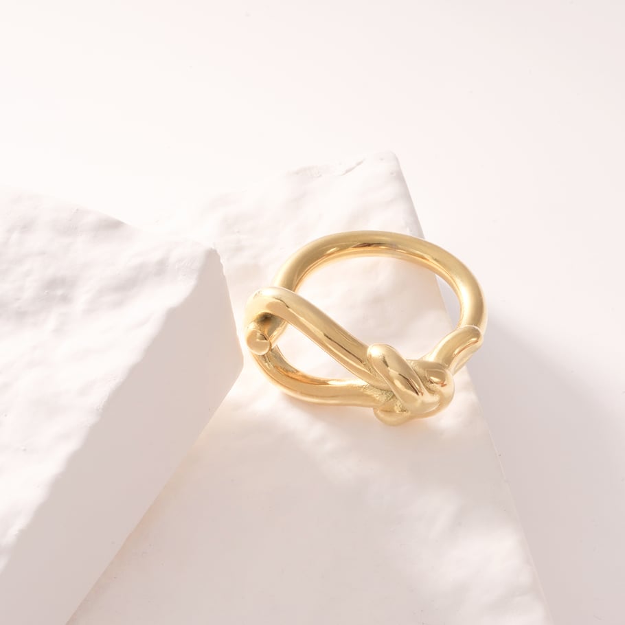 Bague minimaliste en acier inoxydable couleur or, série Simple, style décontracté et torsadé, 1 pièce Image4