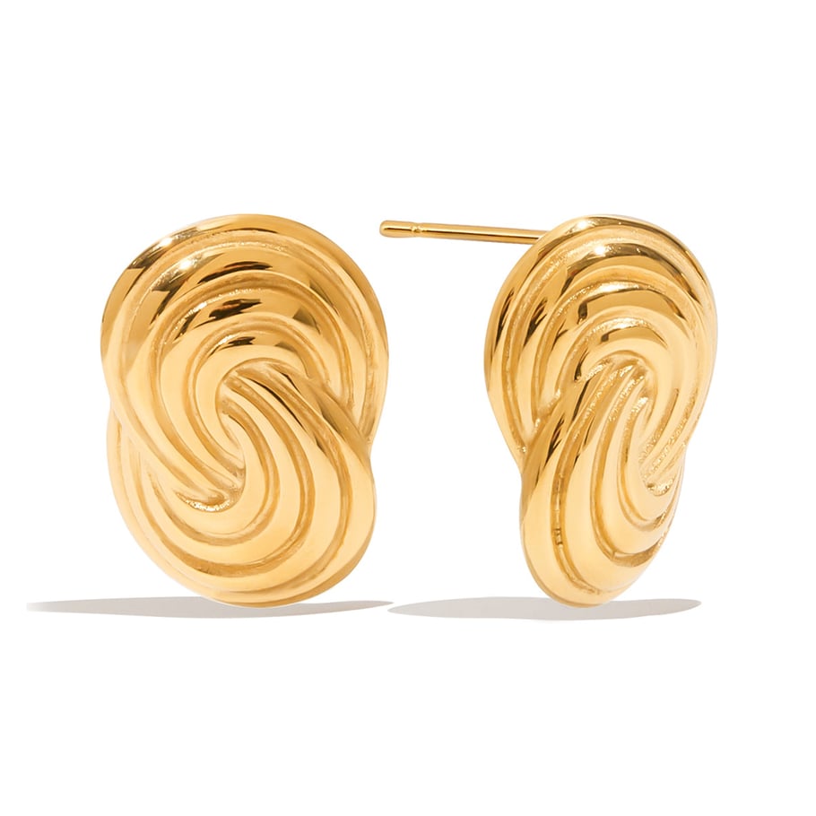 1 Paar einfache Serie Persönlichkeit Spirale Edelstahl Gold Farbe Ohrstecker 