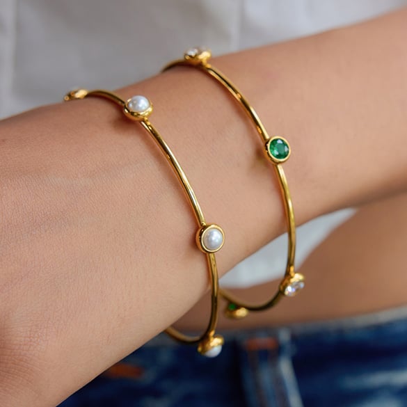 1 Piece Classic Series Retro Geometric Stainless Steel Gold Color Women's Bangles 2