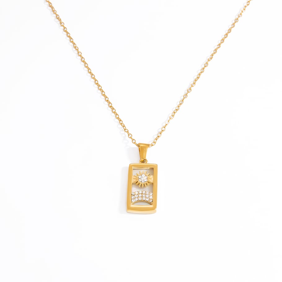 1 Piece Stainless Steel Tarot Pendant Necklace 