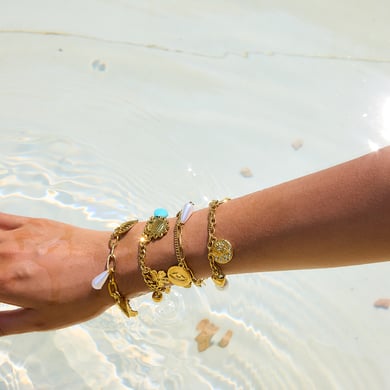 1 Piece Vacation Heart Stainless Steel Gold Color Women's Charm Bracelets h5 Picture4