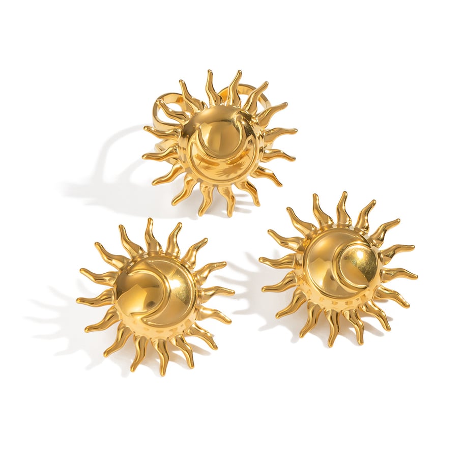 Sun Stainless Steel Gold Color Earring Set h5Picture5