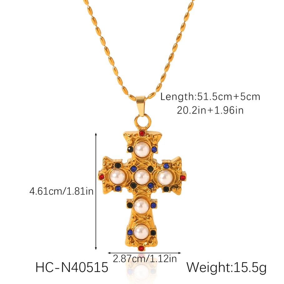 Daily Cross Stainless Steel   Gold Color  Zircon Women's Pendant Necklaces Picture2