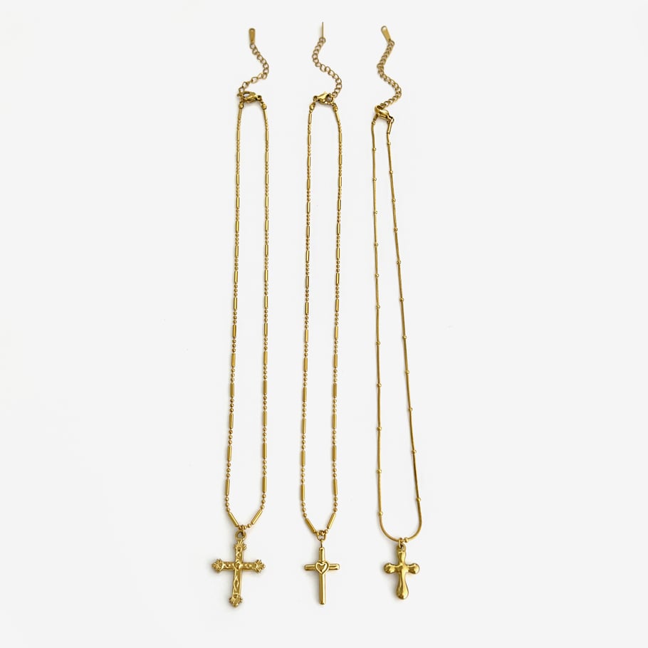 1 stuk kruis roestvrij staal goudkleurige hanger ketting Afbeelding6