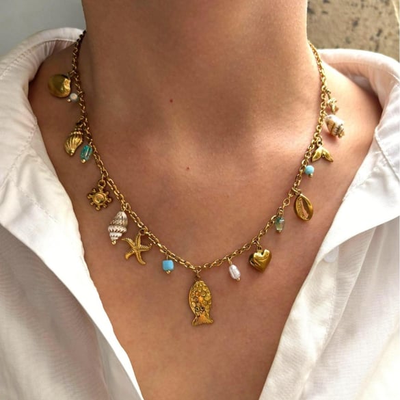 1 Piece Oceanic Stainless Steel Gold Color Pendant Necklace 2