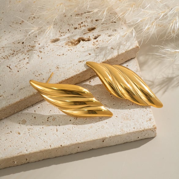 1 Pair Stainless Stainless Steel Gold Color Stud Earrings 2