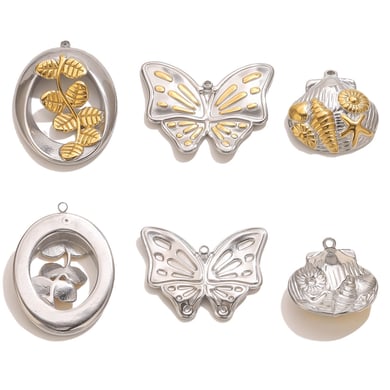 1 Stück Luxuriöse Serie Schmetterling Edelstahl Damen Anhänger h5 Bild4