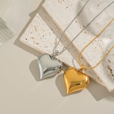 1 Piece Simple Heart Stainless Steel Gold Color Pendant Necklace h5 Picture3