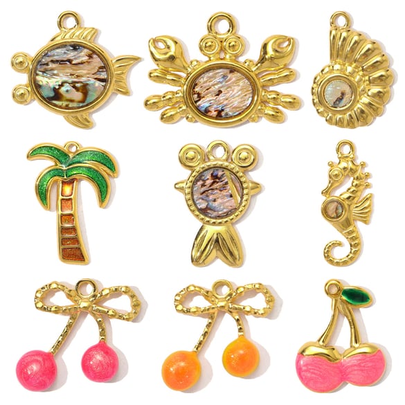 1 Piece Romantic Series Natural Cherry Stainless Steel Gold Color Women's Pendants