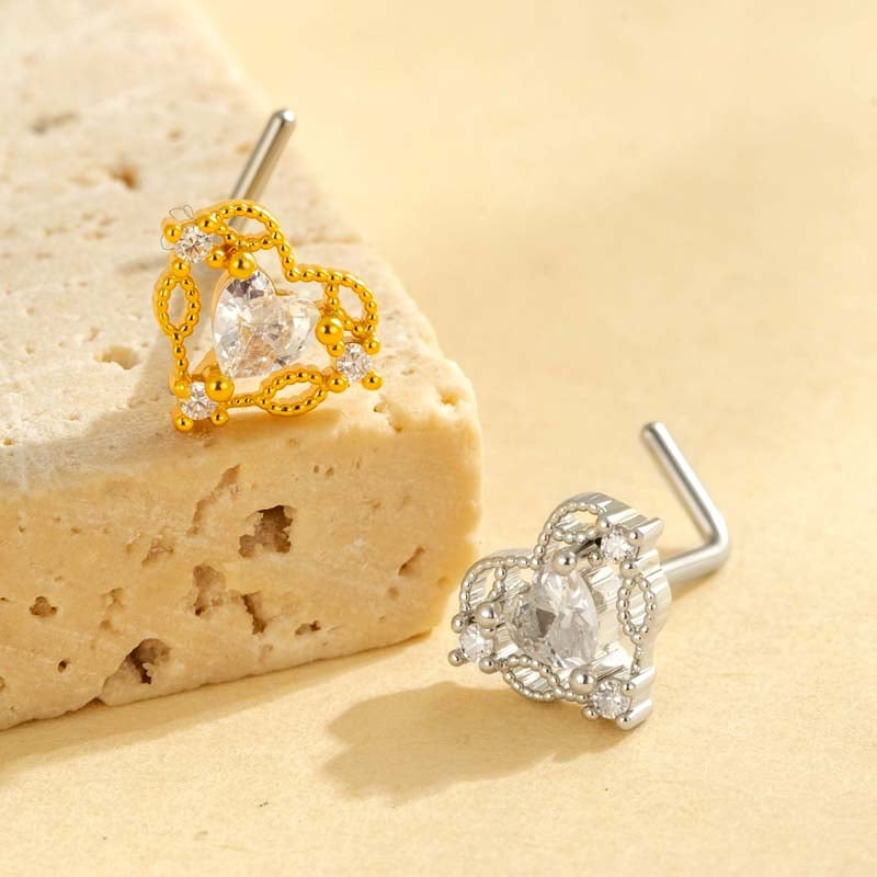 1 pezzo di perno nasale in zircone color rame e oro Immagine4