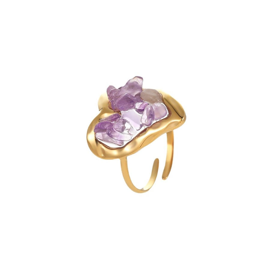 Heart Stainless Steel Gold Color Women's Adjustable Rings h5Picture5