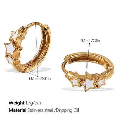 1 Pair Stainless Steel Gold Color Hoop Earrings h5 