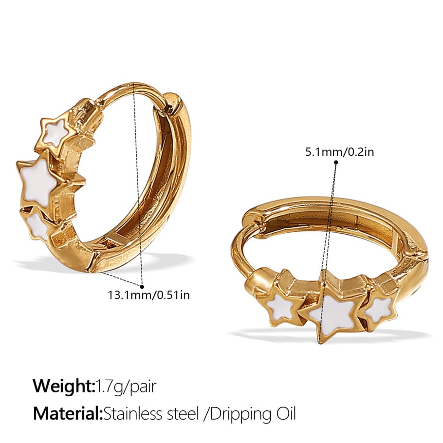 1 Pair Stainless Steel Gold Color Hoop Earrings 