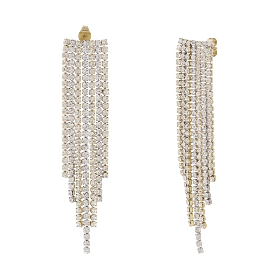 1 paire de boucles d&#39;oreilles pendantes classiques à pampilles en acier inoxydable couleur or pour femme, série luxueuse 