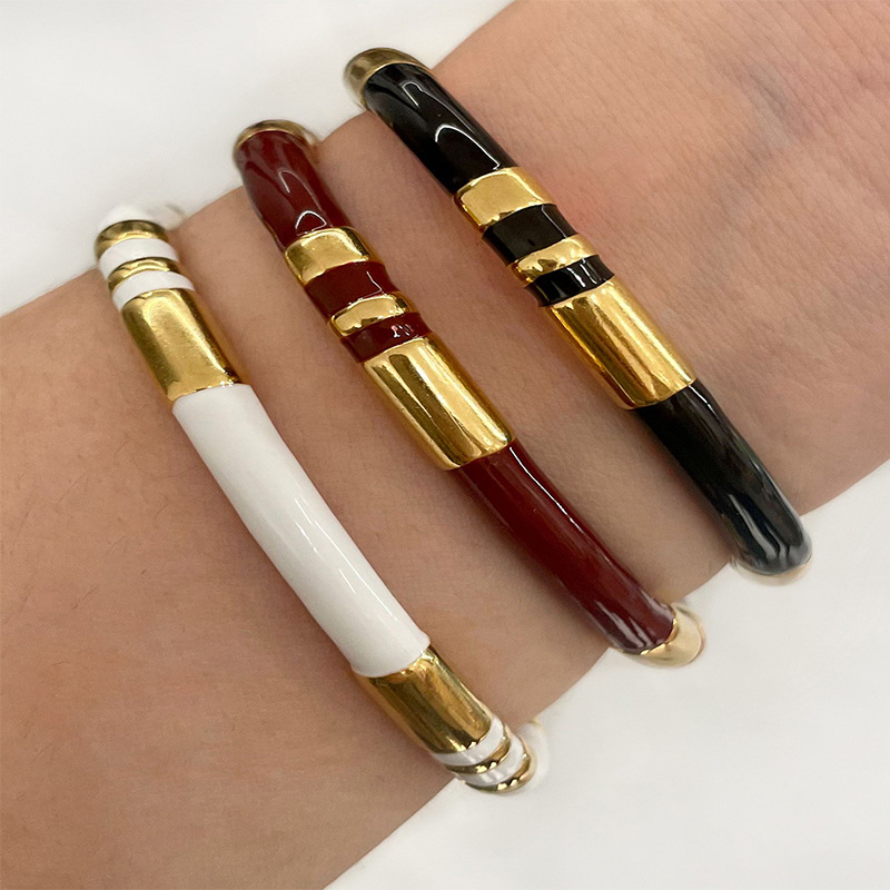 1 pezzo di braccialetti in acciaio inossidabile con colori misti Immagine3