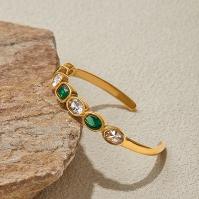 Bracelet classique géométrique en acier inoxydable couleur or pour femme, 1 pièce h5 Image6