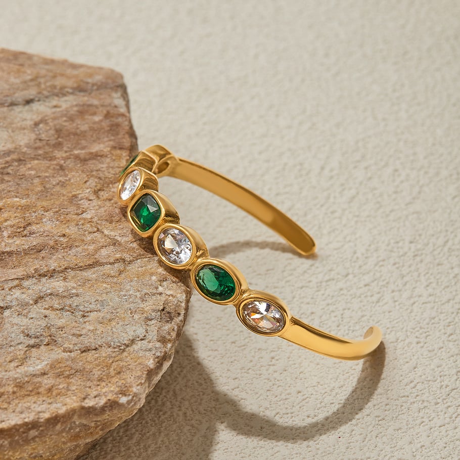 Bracelet classique géométrique en acier inoxydable couleur or pour femme, 1 pièce Image6