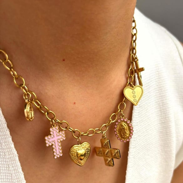 1 Piece Cross Stainless Steel Gold Color Pendant Necklace 2