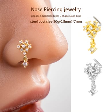 1 pièce de clou de nez en forme de fleur en cuivre doré et zircon pour femme h5 Image4