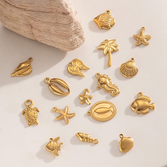 1 Stück Oceanic Edelstahl Goldfarben Anhänger