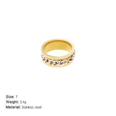 1 Stück Luxuriöse Serie Klassische geometrische Statement-Ringe aus Edelstahl in Goldfarbe h5 Bild2