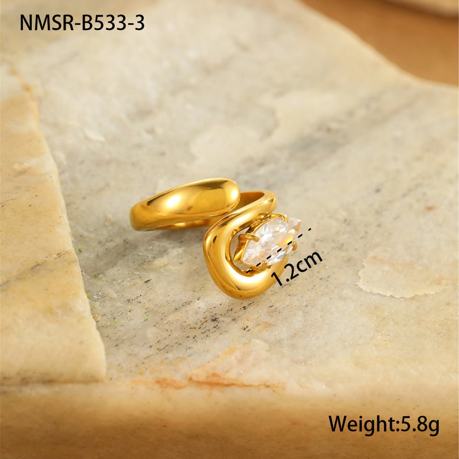 1 Piece Simple Series Elegant Geometric Stainless Steel Women's Adjustable Rings 