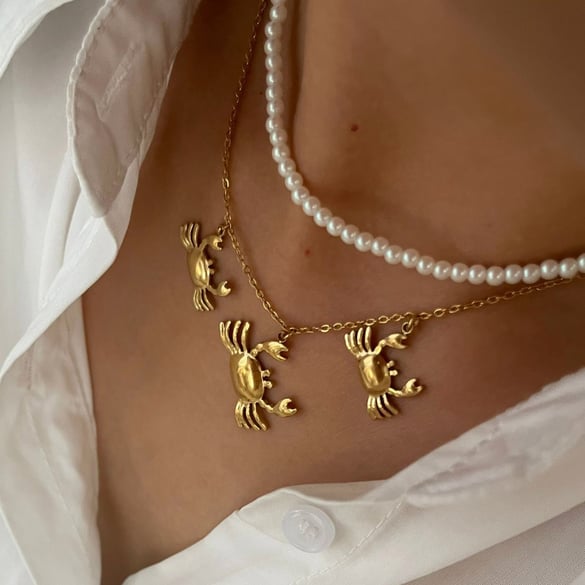 1 Piece Crab Stainless Steel Gold Color Necklace