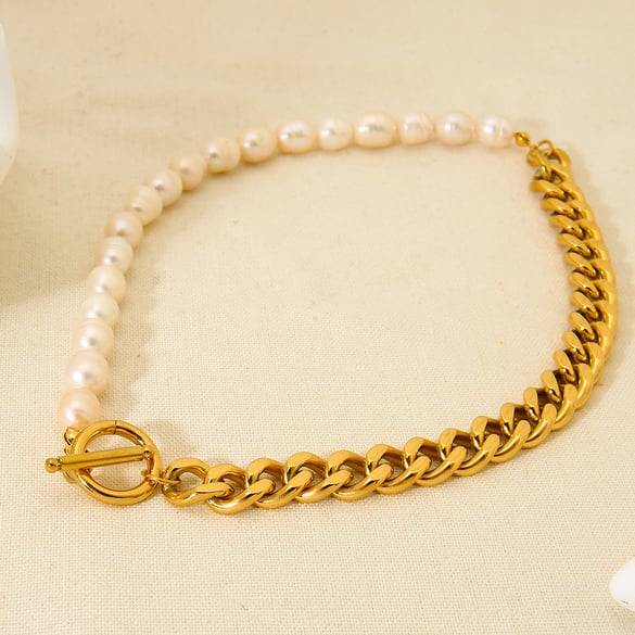 1 Pair Classic Series Retro Mixed Color Stainless Steel Chain Necklaces