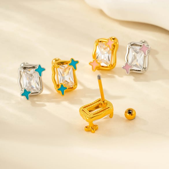 1 Stück Kupfer Zirkon Piercings Ohrring