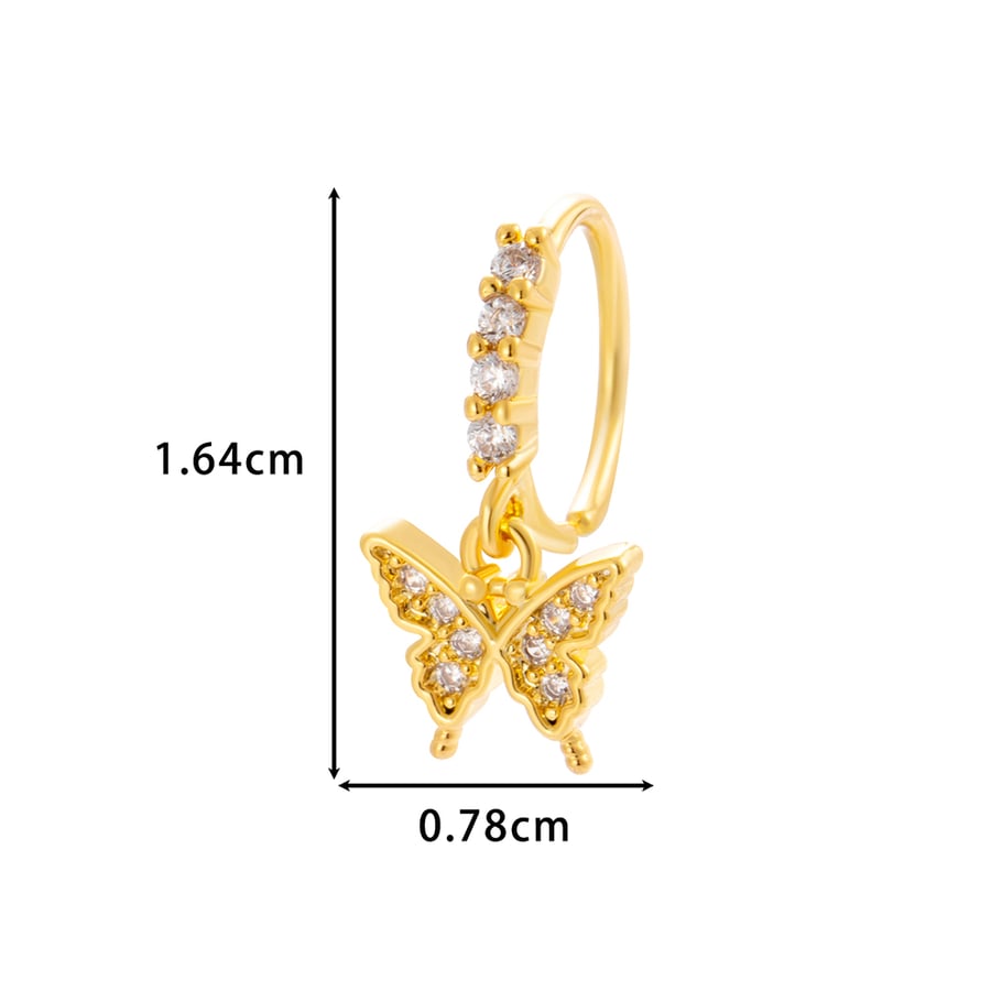 1 pezzo di perno nasale a farfalla in zircone color rame e oro Immagine2