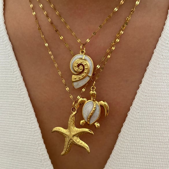1 Piece Oceanic Stainless Steel Gold Color Pendant Necklace 2